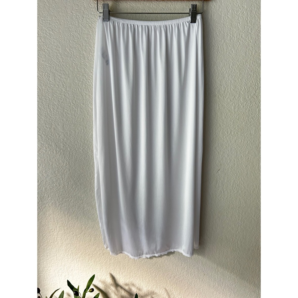 Vassarette White Long Half Slip Lace Trim Side Slit Size M/40 Style 11-122